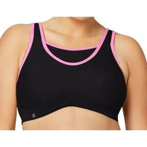 Glamorise No Bounce Cami Wire Free Sports Bra 1066 Black Pink 48F